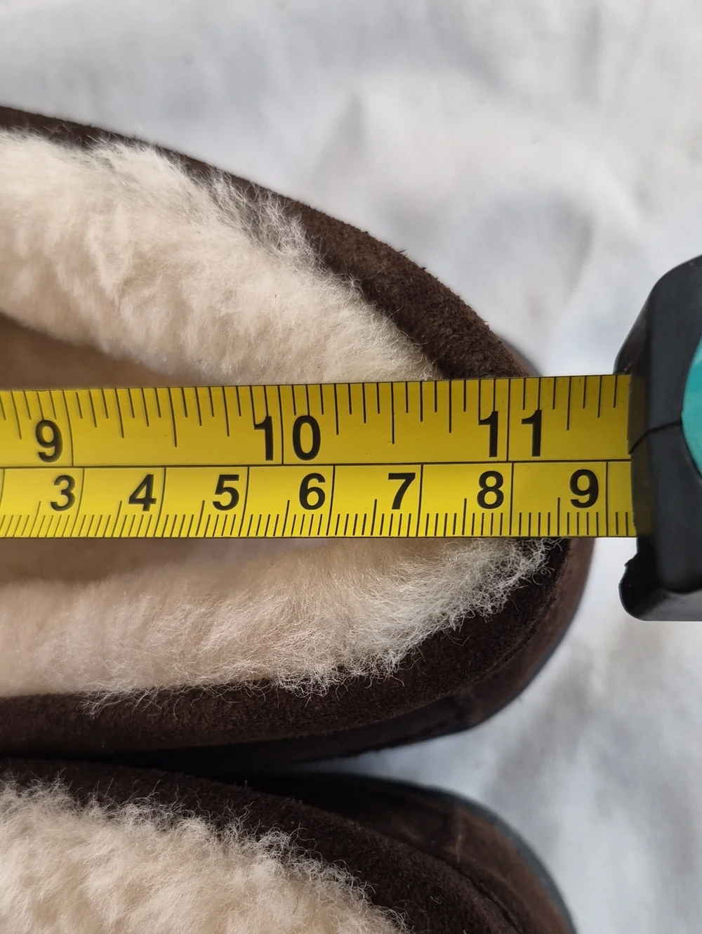 Lands' End Men's Brown Suede Shearling-Lined Moccasin Slippers